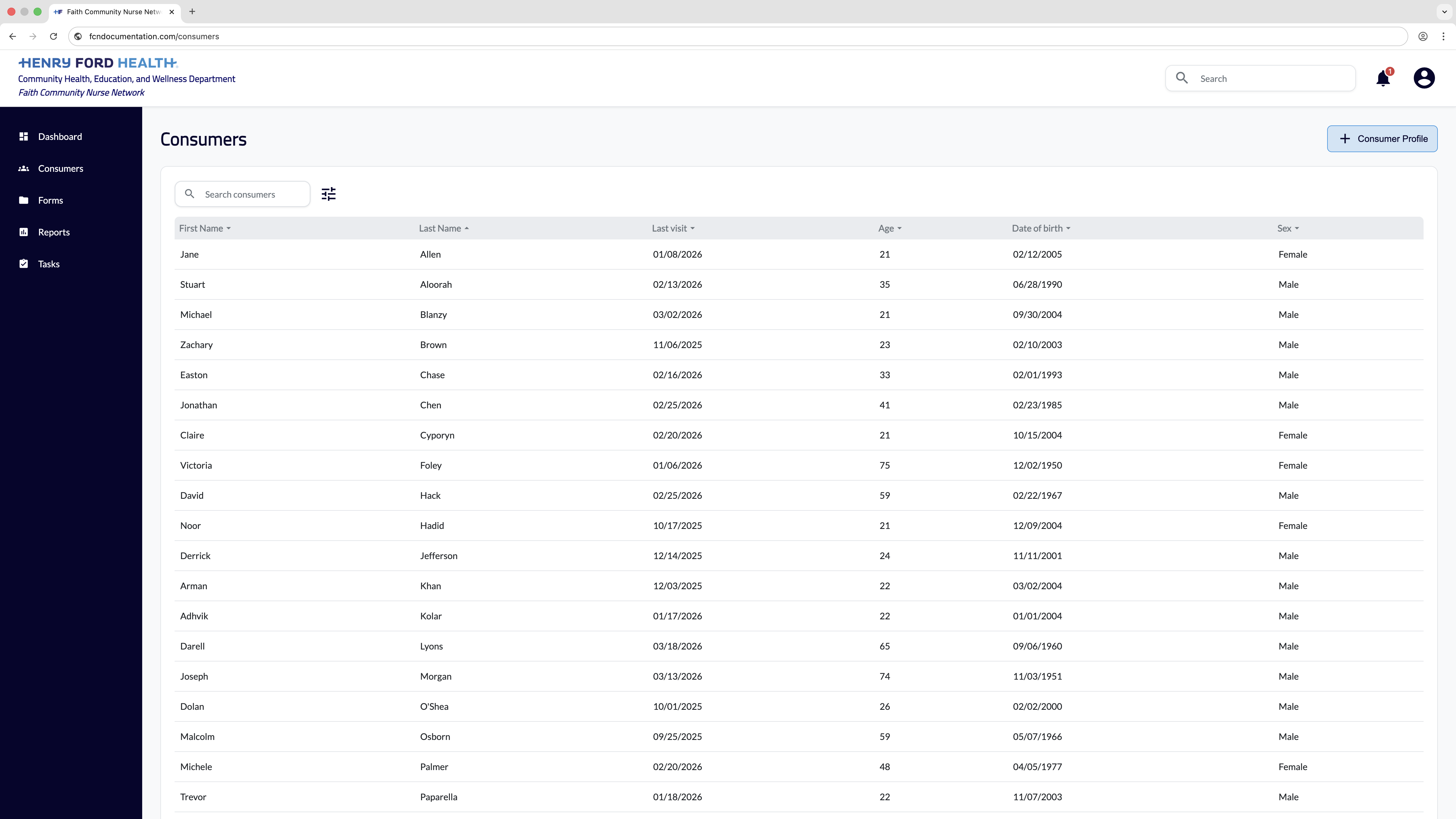 Patient Data Management System — screen 1